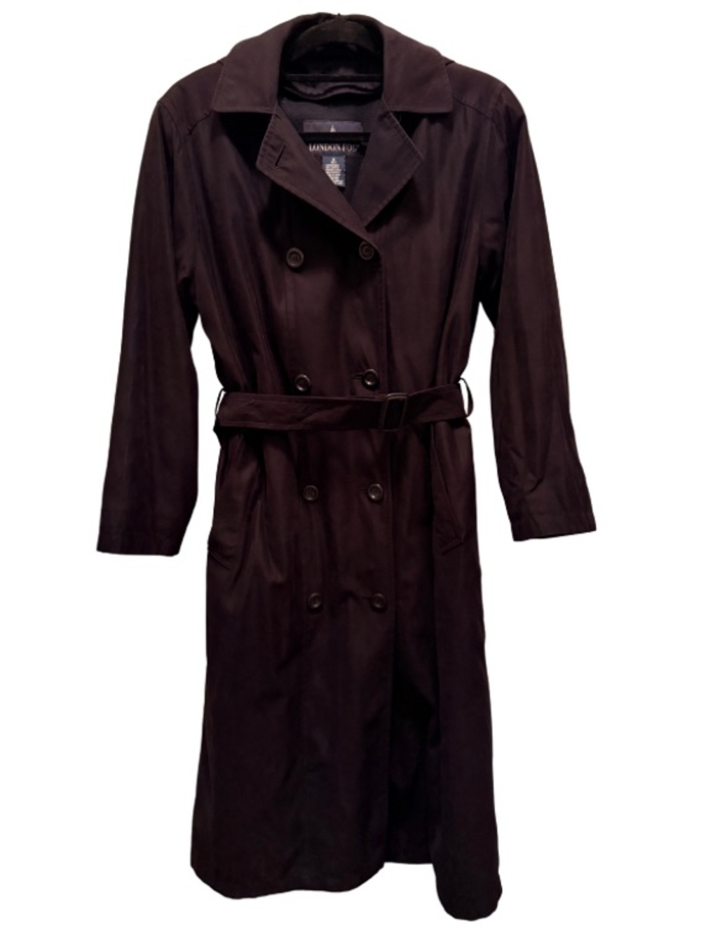 Women’s London Fog Double Breasted Hooded Rain Coat with Liner
